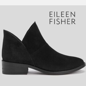 Eileen Fisher Black Leaf Suede Bootie Ankle Booties Size 8.5 Business Casual​​